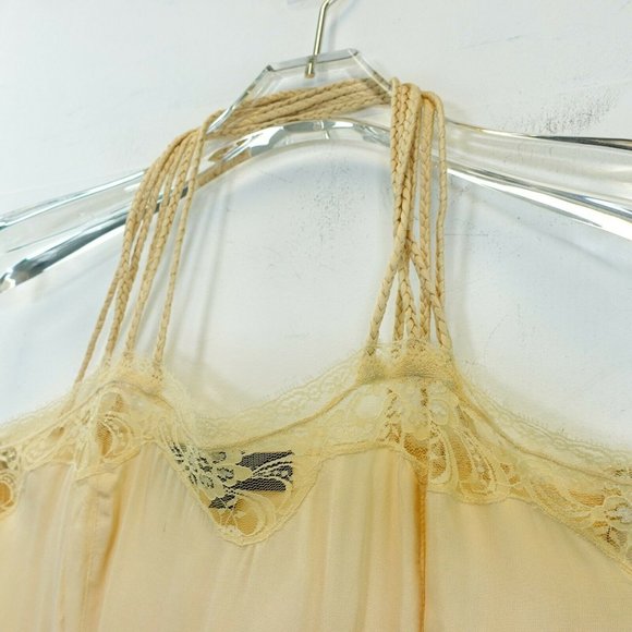 TOPSHOP Womens Ivory Cami Blouse 2P XSP Halter Floral Lace Sheer Braided Pleated - Picture 6 of 12